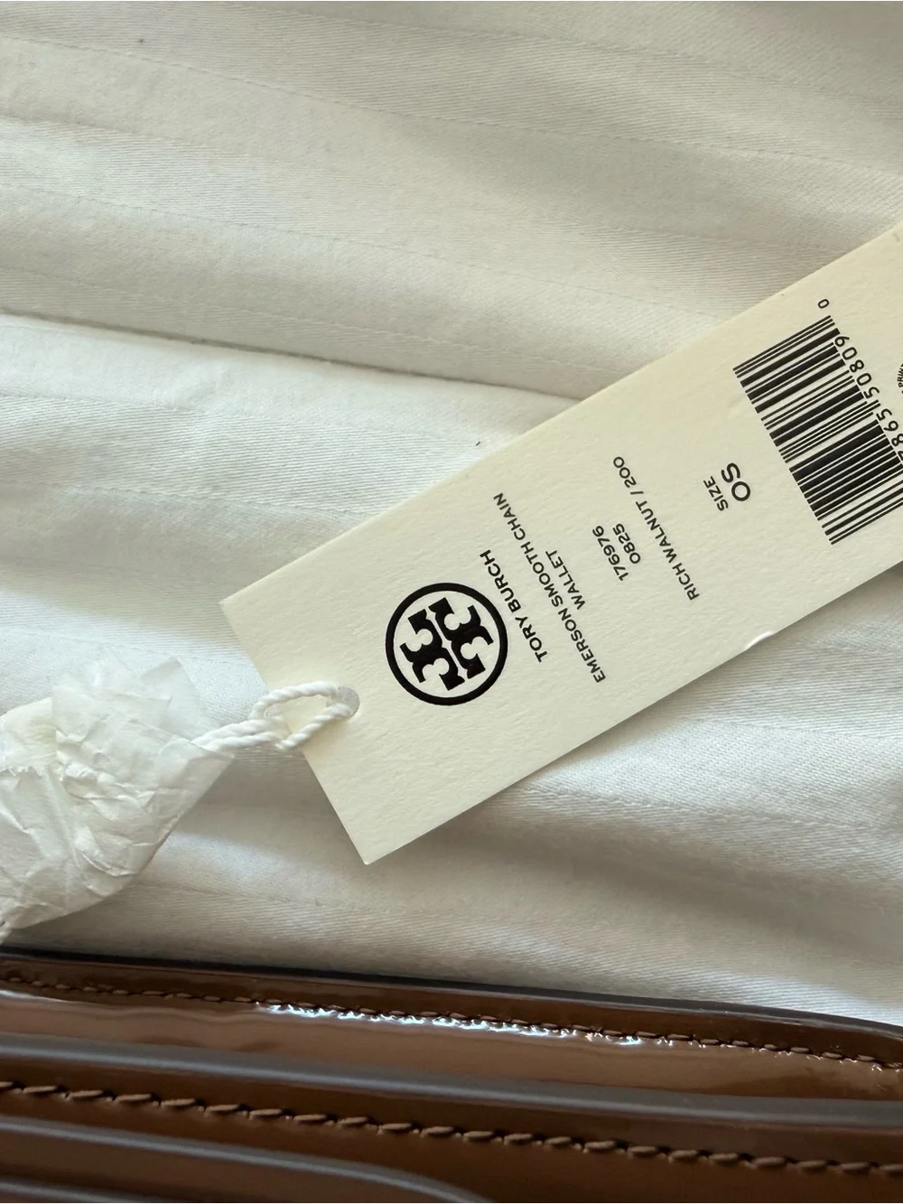 Tory Burch Emerson Smooth Chain Wallet in Rich Walnut